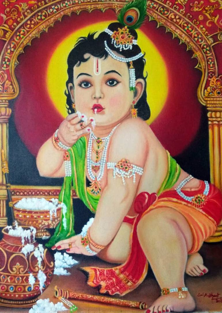 Little Krishna Painting by PRASHANTH PALADUGU | Saatchi Art