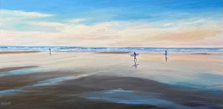 Original Seascape Painting by Conchi Artero | Contemporary Art on Canvas | Whisper of the sunset