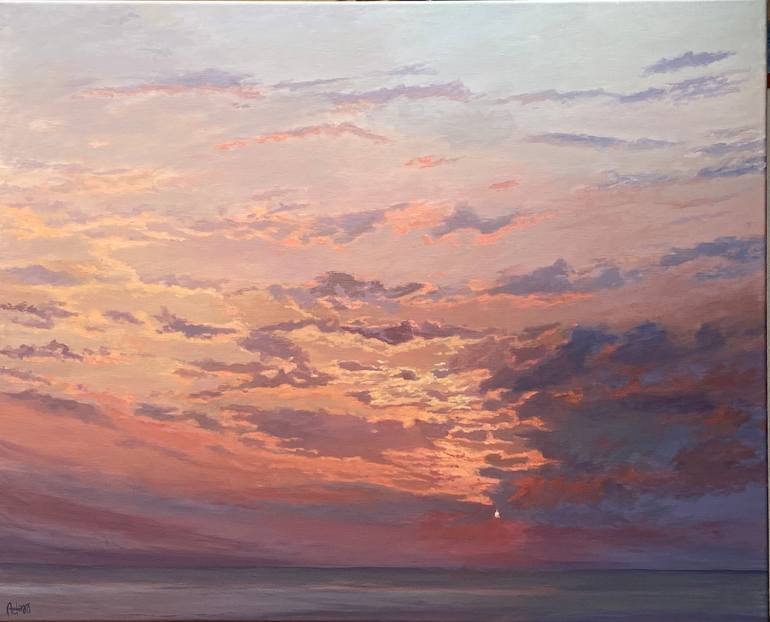 Original Sunset Painting by Conchi Artero | Figurative Art on Canvas | "Just before the night falls"