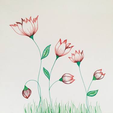 Original Floral Drawing by Zenab Shahid