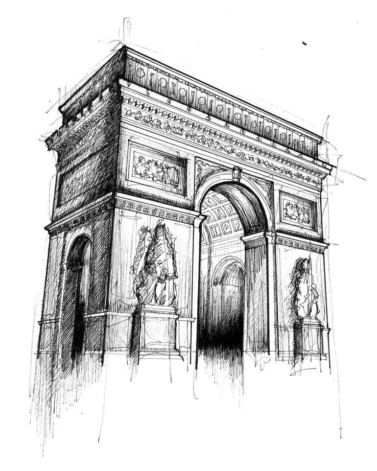 Arc De Triomphe Paris Drawing - FRESH PICT