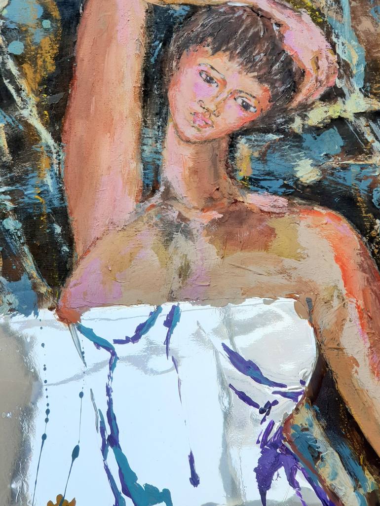 Original Art Deco Nude Mixed Media by Ghazal H Salem