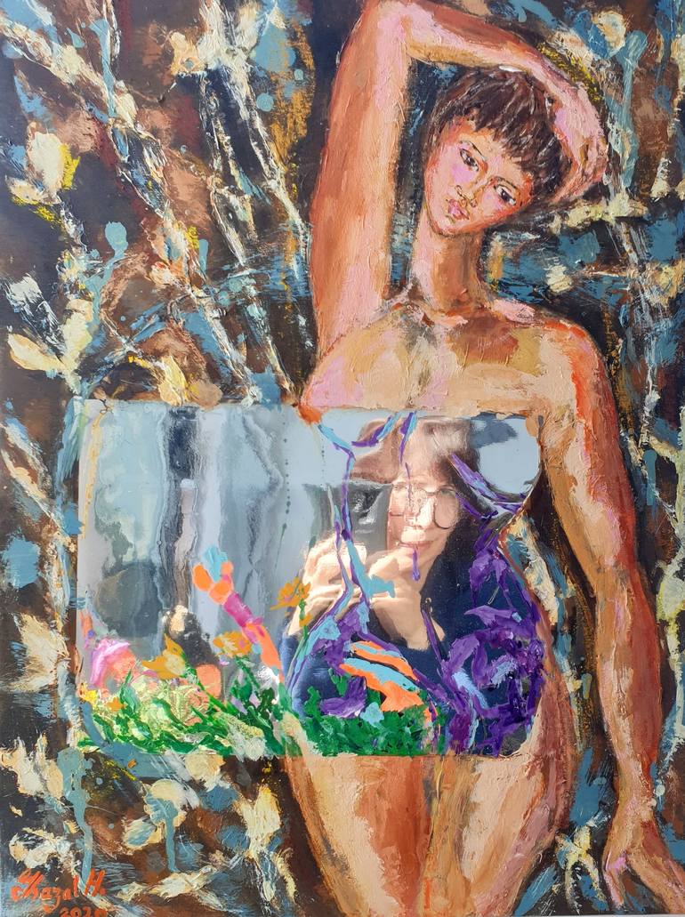 Original Nude Mixed Media by Ghazal H Salem