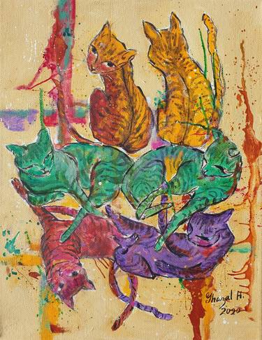 Print of Cats Paintings by Ghazal H Salem