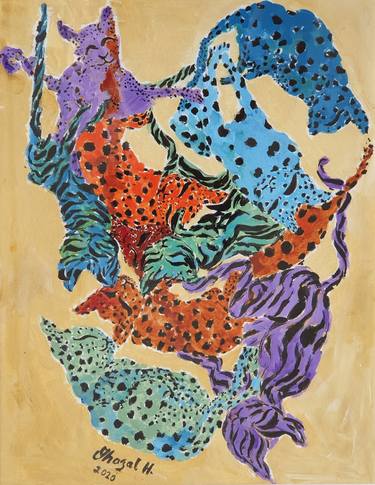 Print of Abstract Expressionism Cats Paintings by Ghazal H Salem