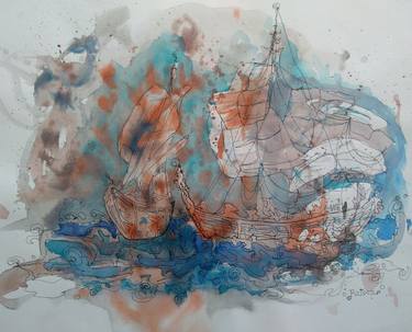 Print of Figurative Boat Paintings by Raissa Spinola