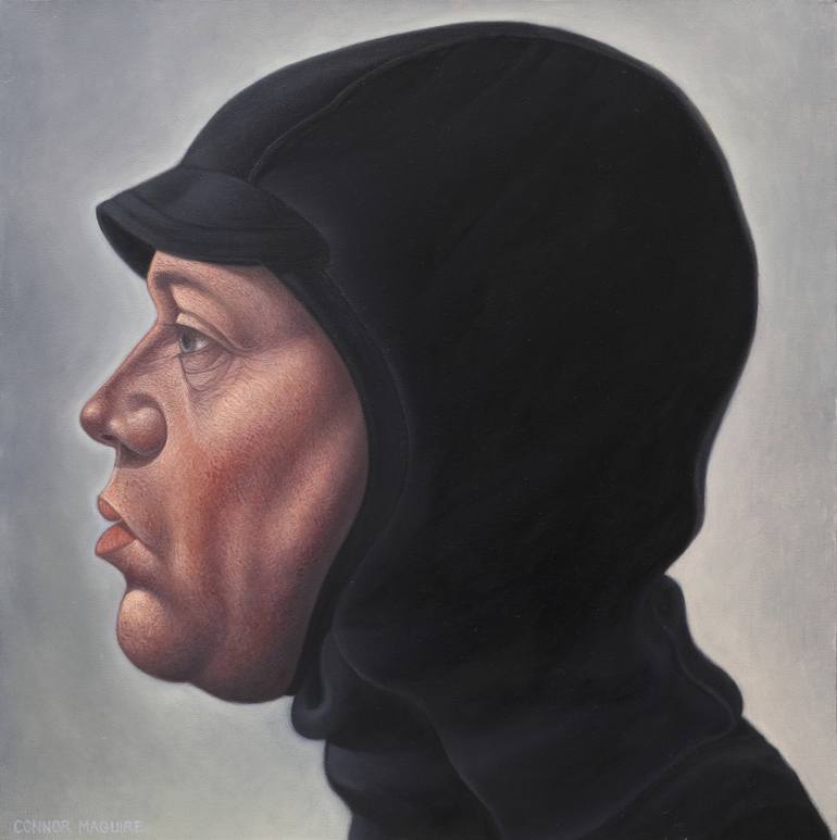 Hooded store Man original painting portrait figurative art