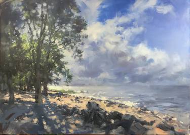 Oak trees. Seascape. Oil on linen canvas thumb