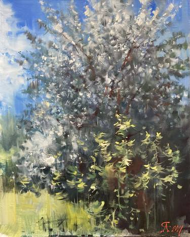 Near a flowering apple tree. Oil on canvas thumb