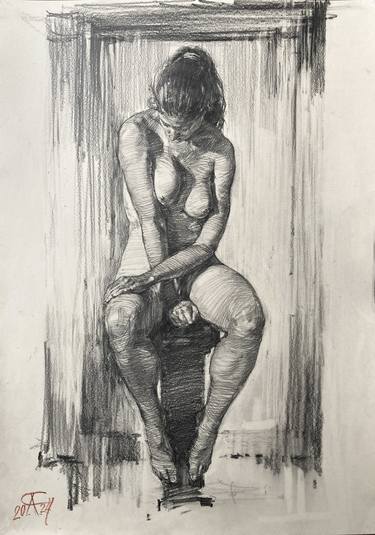 Print of Portraiture Nude Drawings by Andrey Svistunov