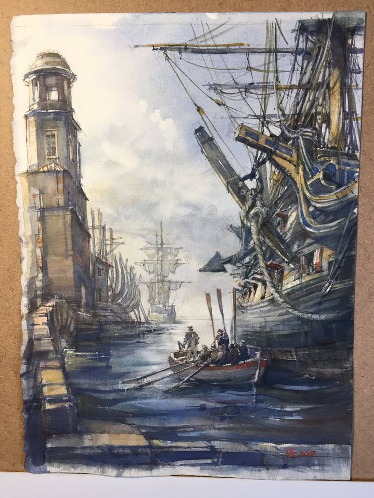 Original Fine Art Ship Painting by Andrey Svistunov