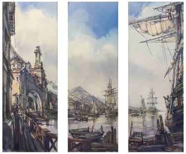 Original Figurative Ship Paintings by Andrey Svistunov