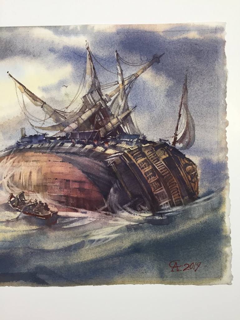 Original Expressionism Ship Painting by Andrey Svistunov