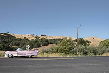 Cherry Dog in a Fast Cadillac on the Road in California thumb