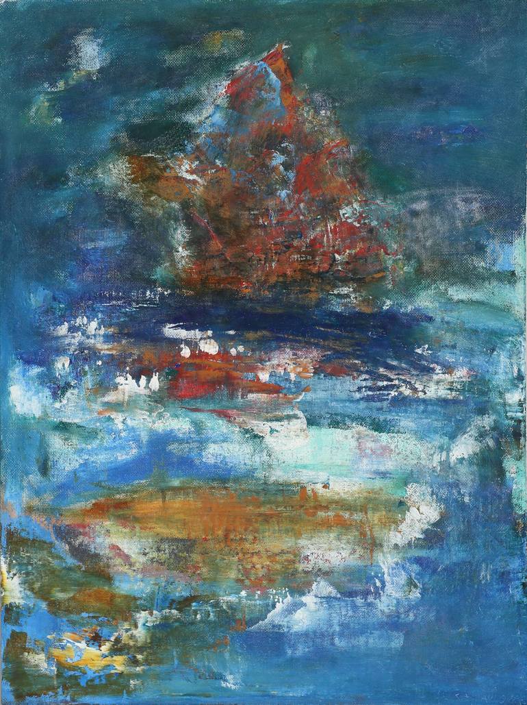 Dark blue and Red Sea original oil painting by Lora Pavlova Painting by ...