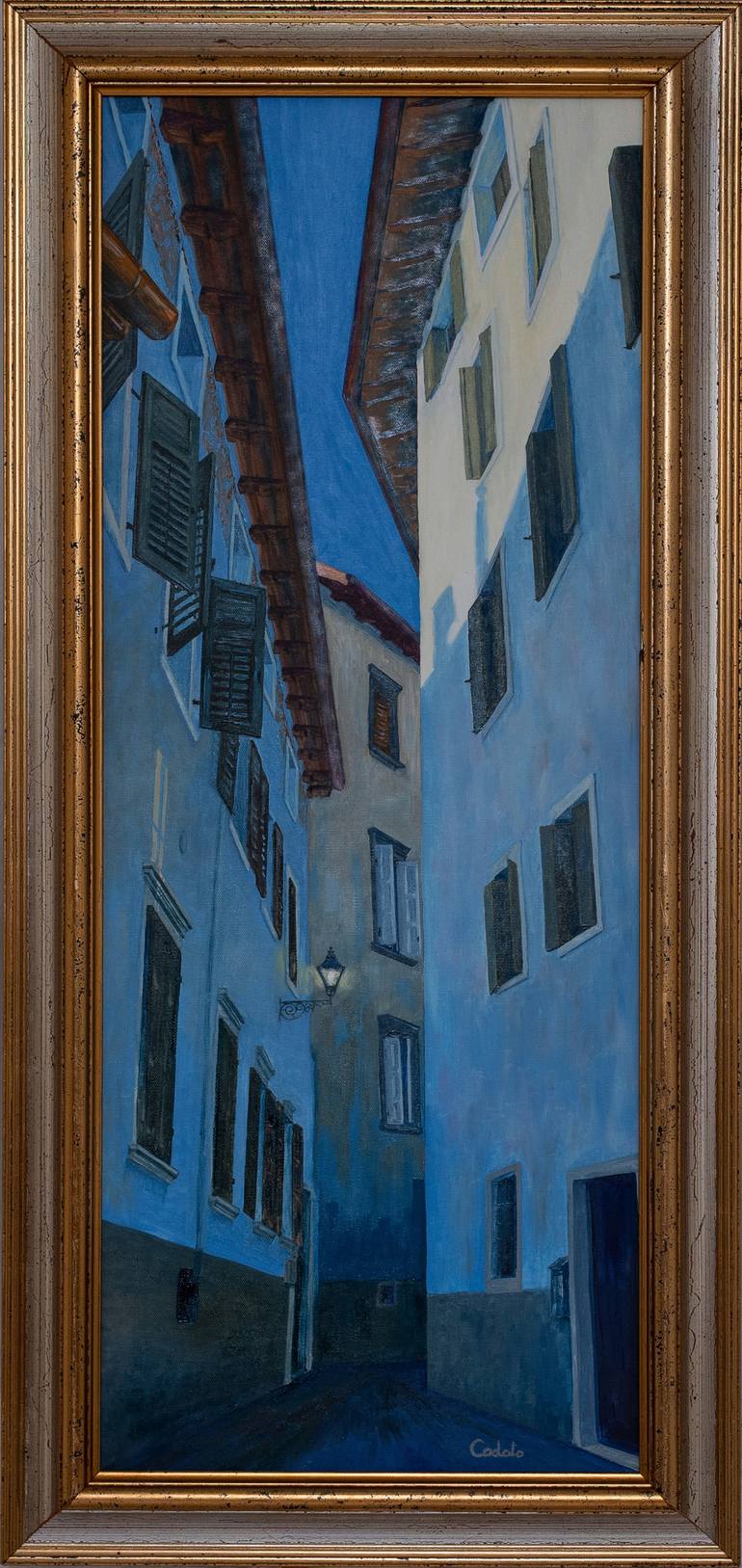 Original Architecture Painting by Girolamo Codato | Impressionism Art on Canvas | The sky inside the alley