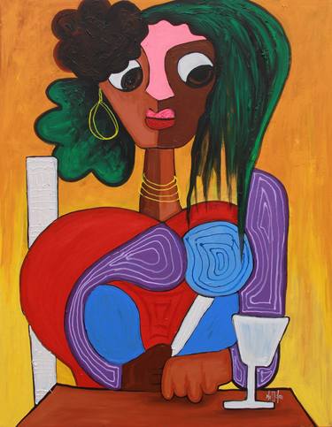 Original Cubism Abstract Paintings by Theophilus Tetteh