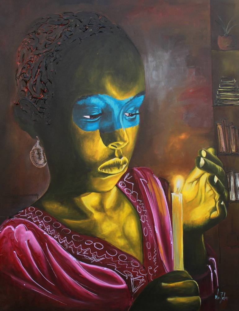 Original Art Deco Portrait Paintings by Theophilus Tetteh