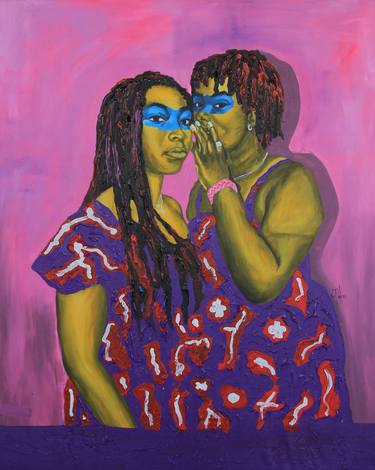 Print of Figurative Women Paintings by Theophilus Tetteh