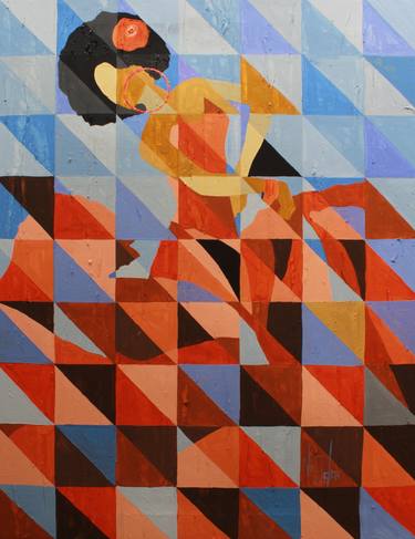 Print of Cubism Performing Arts Paintings by Theophilus Tetteh