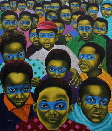 Print of Portraiture Children Paintings by Theophilus Tetteh