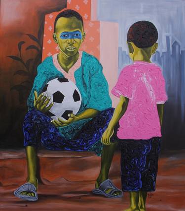 Print of Figurative Children Paintings by Theophilus Tetteh