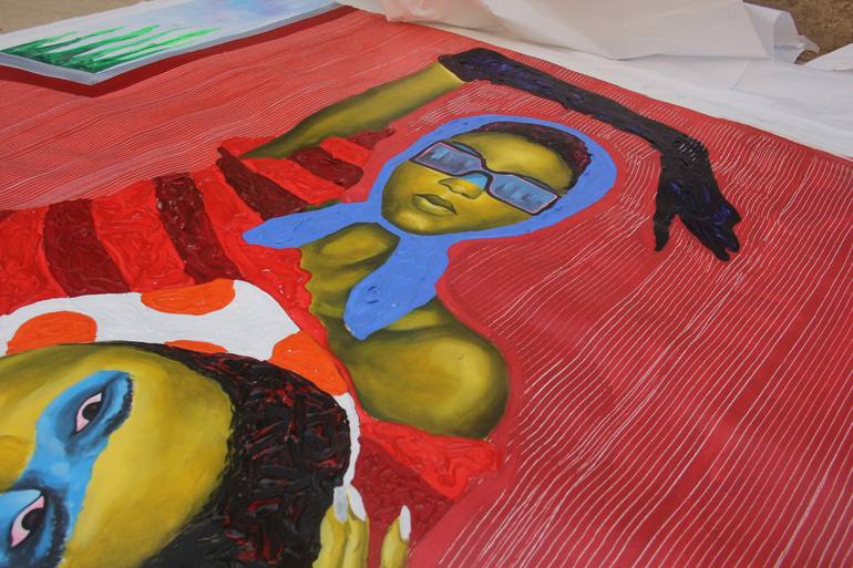 Original Impressionism People Painting by Theophilus Tetteh