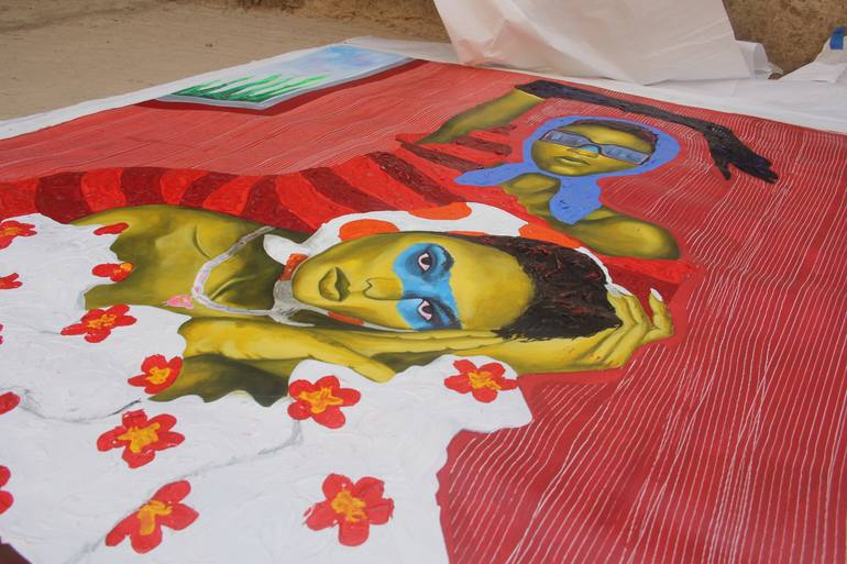 Original Impressionism People Painting by Theophilus Tetteh