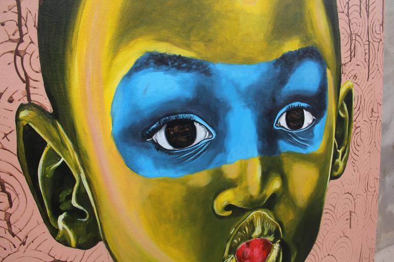 Original Expressionism Children Painting by Theophilus Tetteh
