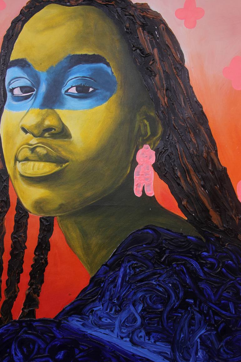Original Expressionism Women Painting by Theophilus Tetteh