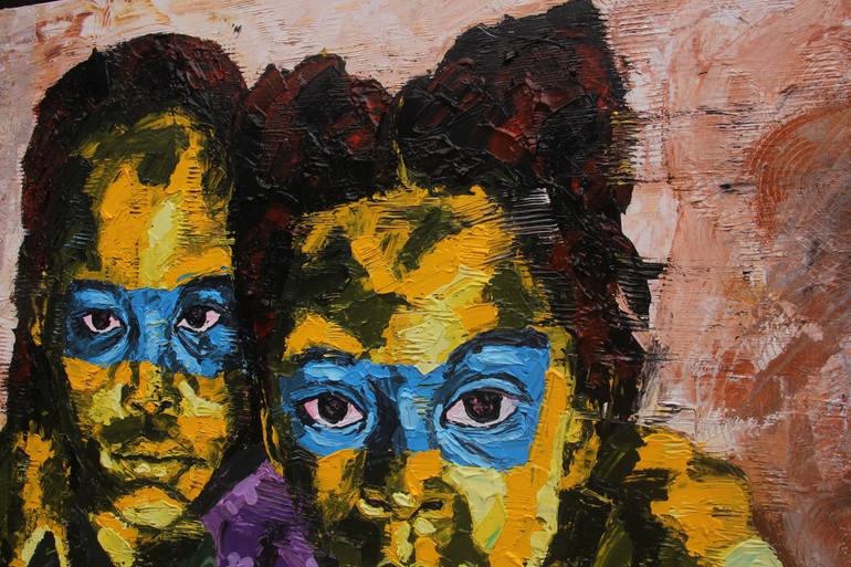 Original Expressionism People Painting by Theophilus Tetteh