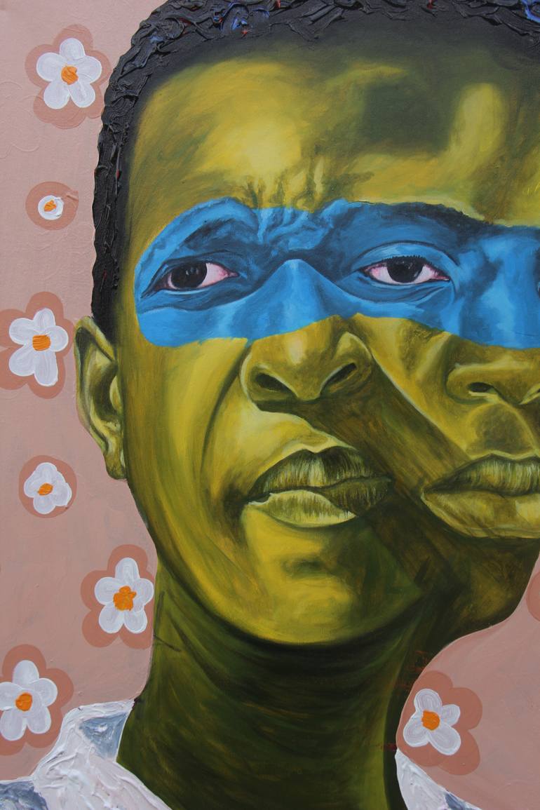 Original Expressionism People Painting by Theophilus Tetteh