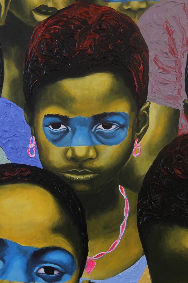 Original Expressionism People Painting by Theophilus Tetteh