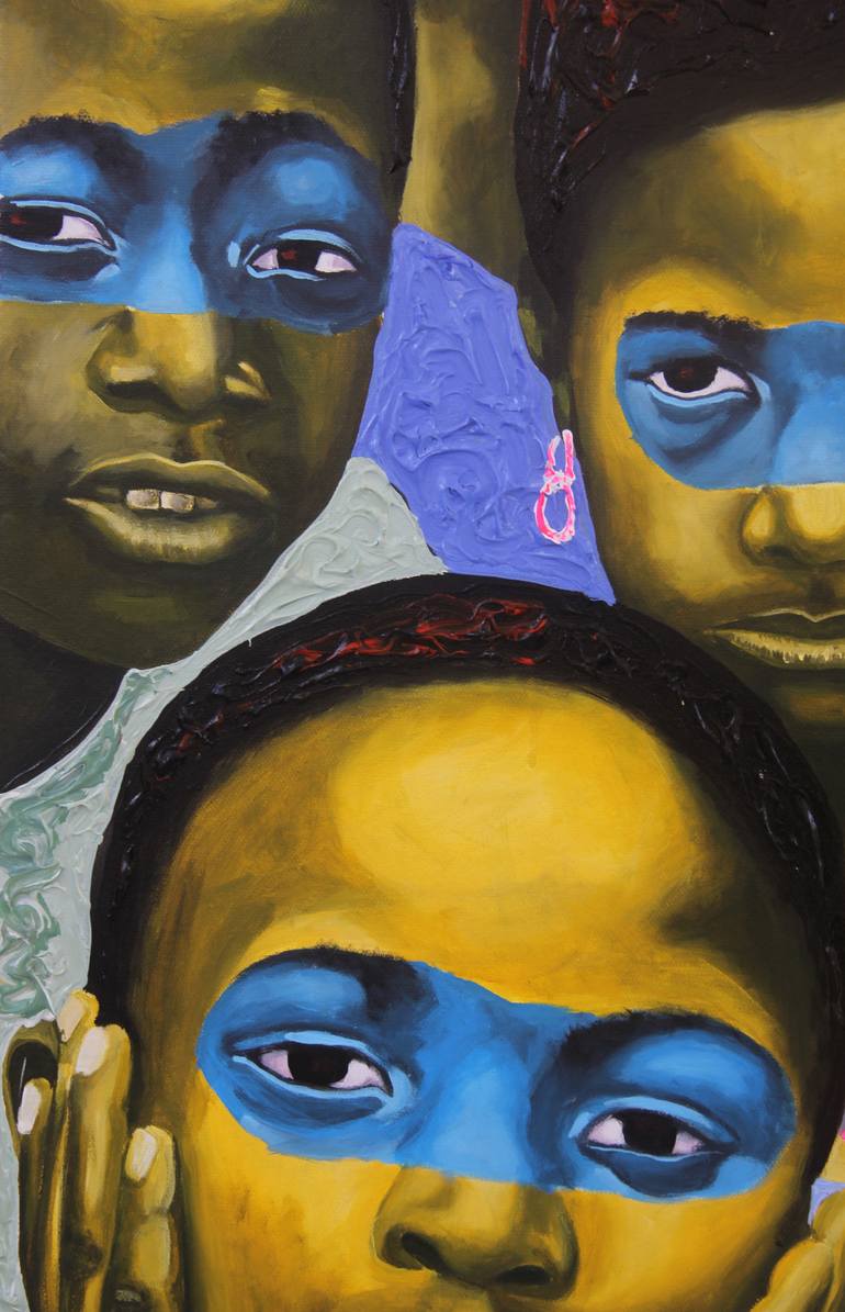 Original Expressionism People Painting by Theophilus Tetteh