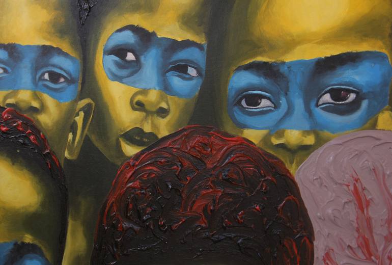 Original Expressionism People Painting by Theophilus Tetteh