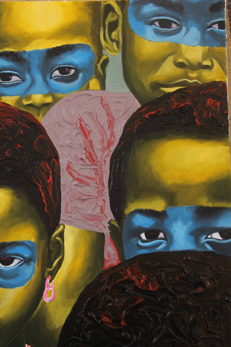 Original Expressionism People Painting by Theophilus Tetteh