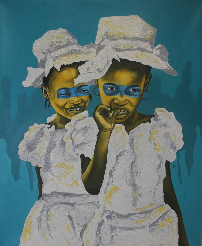 Print of Contemporary Children Painting by Theophilus Tetteh