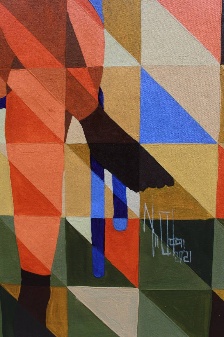 Original Abstract Expressionism Women Painting by Theophilus Tetteh