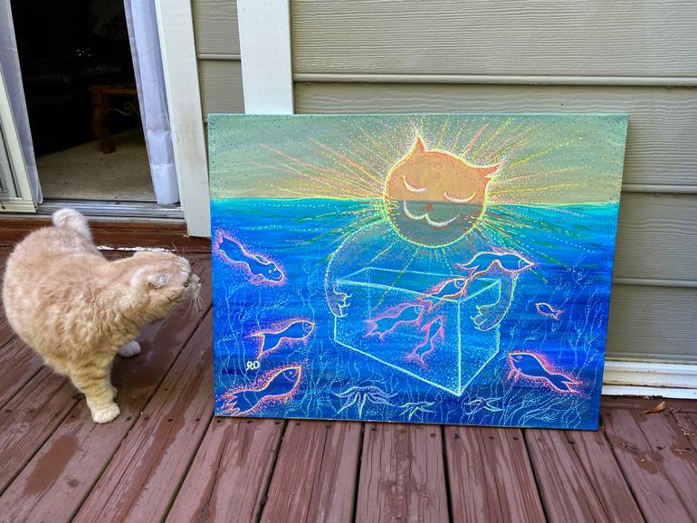 Original Impressionism Cats Painting by Olga Roartus