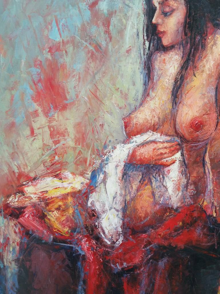 Original Impressionism Nude Painting by Narek Qochunc