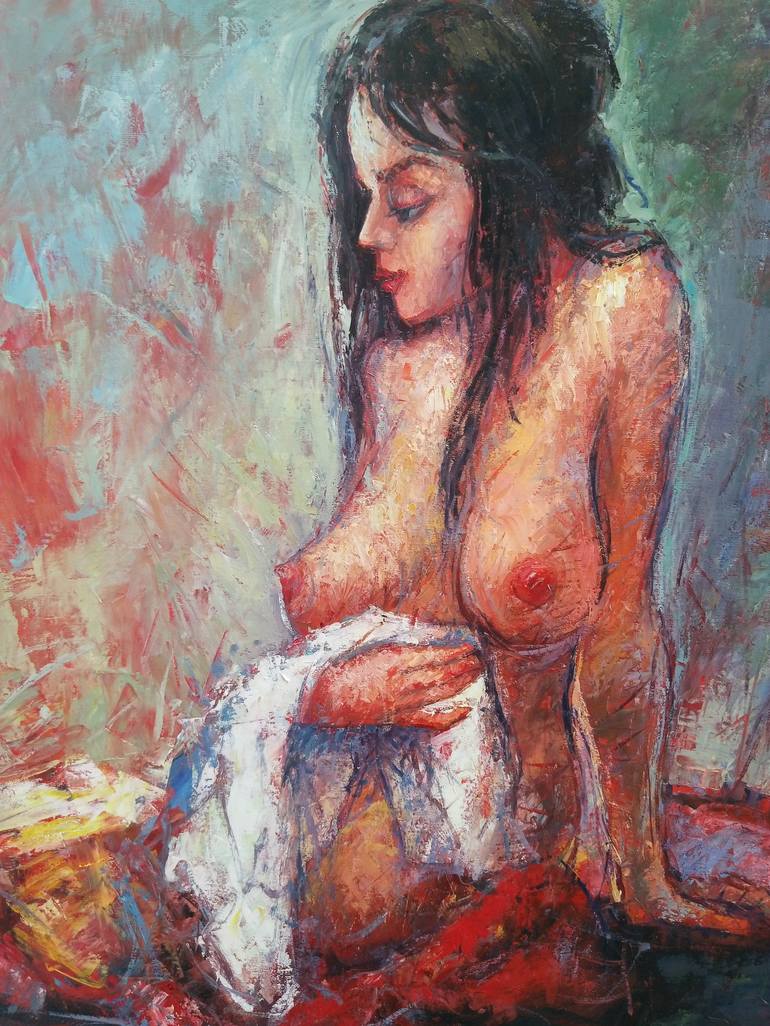 Original Impressionism Nude Painting by Narek Qochunc