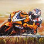 Motorbike(Oil painting, 80x100cm, impressionism) by Narek Qochunc