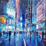 Cityscape - New York, Oil painting, 60x90cm, impressionism, ready to hang, palette knife painting by Narek Qochunc