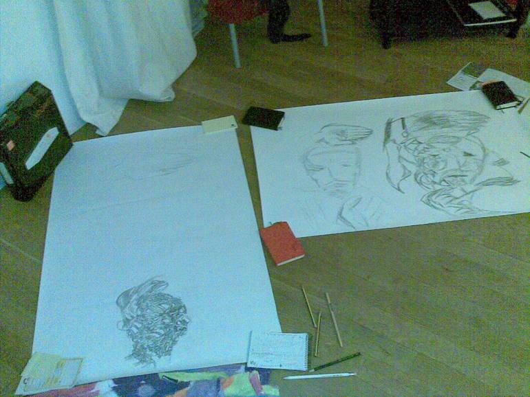 Original Portraiture People Drawing by Salud Lopez Sld
