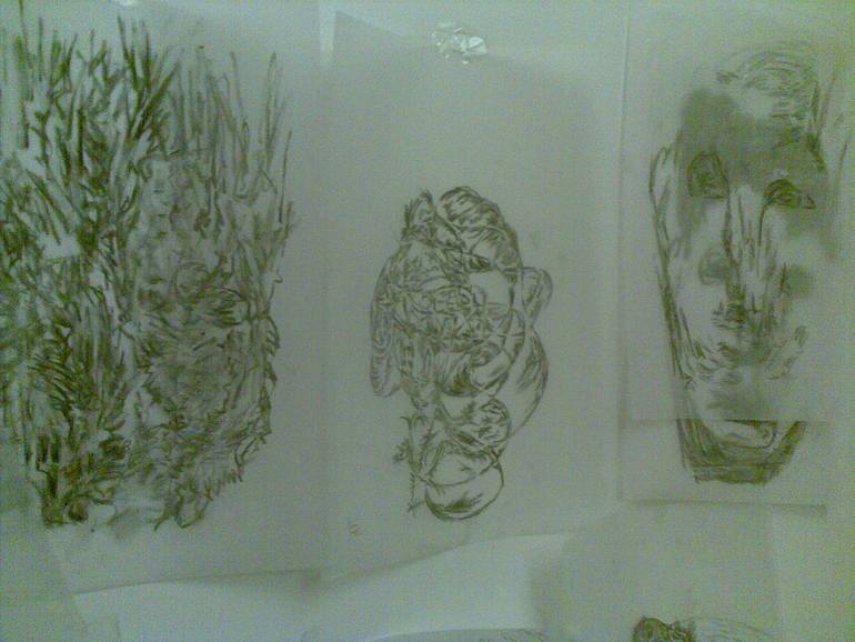 Original Portraiture People Drawing by Salud Lopez Sld