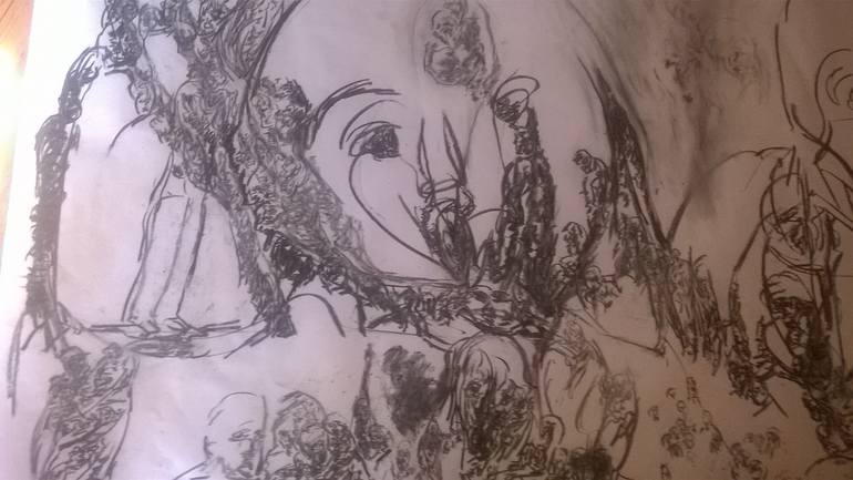 Original Figurative People Drawing by Salud Lopez Sld