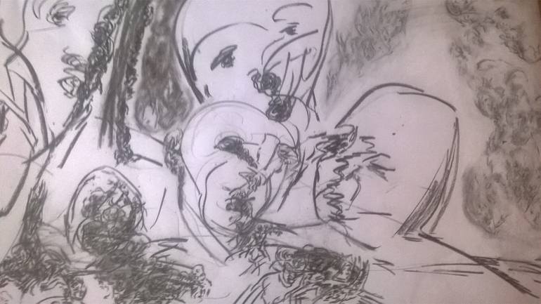 Original Figurative People Drawing by Salud Lopez Sld