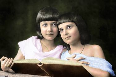 The Beautiful Sisters From The Early 1900s. Restored and colorized thumb