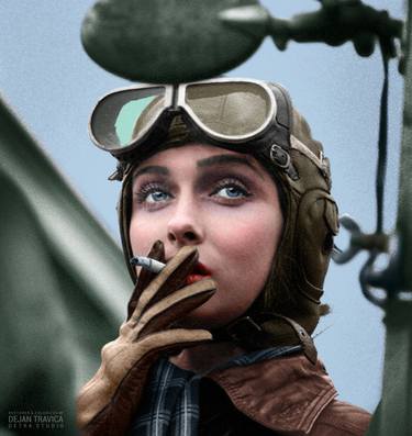 Woman Airforce Service Pilot - WASP from WW 2. Restored and colorized thumb