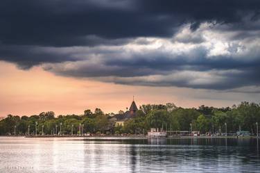 Palic lake and Great Park under the cloudy sky thumb